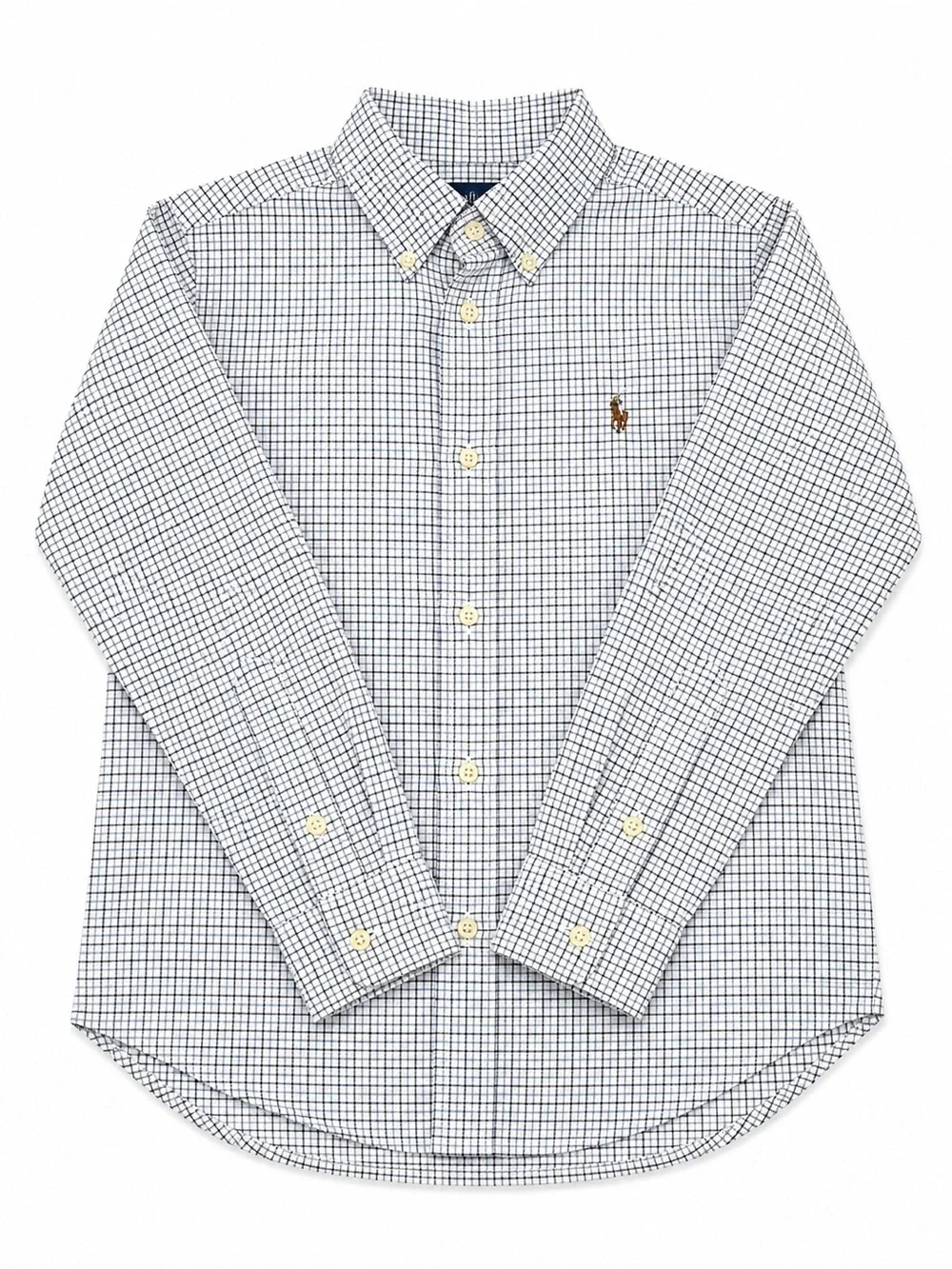 Ralph Lauren Button-Down Check Shirt - White & Navy